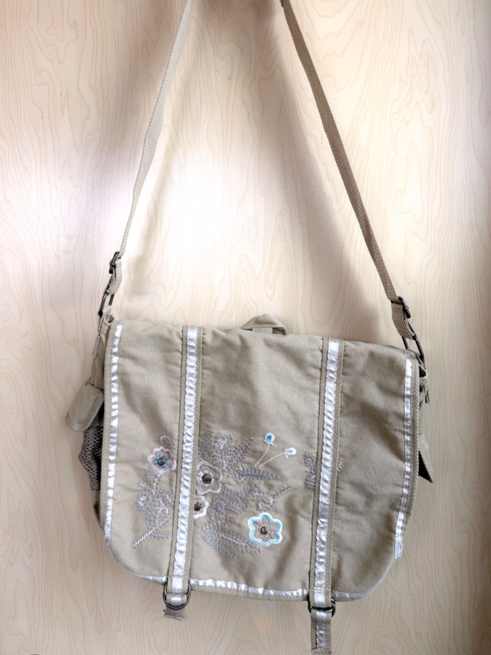 Embroidered Canvas Messenger Bag w/ Laptop Compartment | Boho Crossbody
